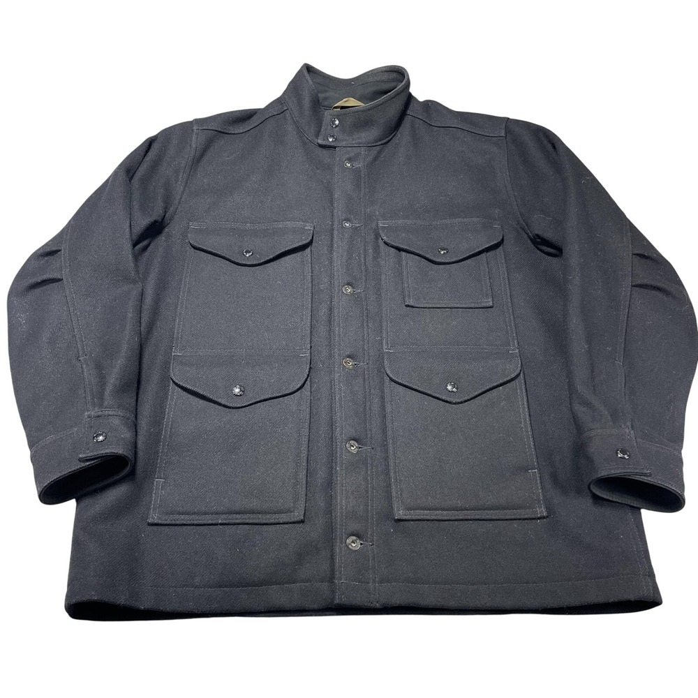 Filson Style 10202 Wool Field Jacket XL Black Made in USA Hunting Work Coat RARE